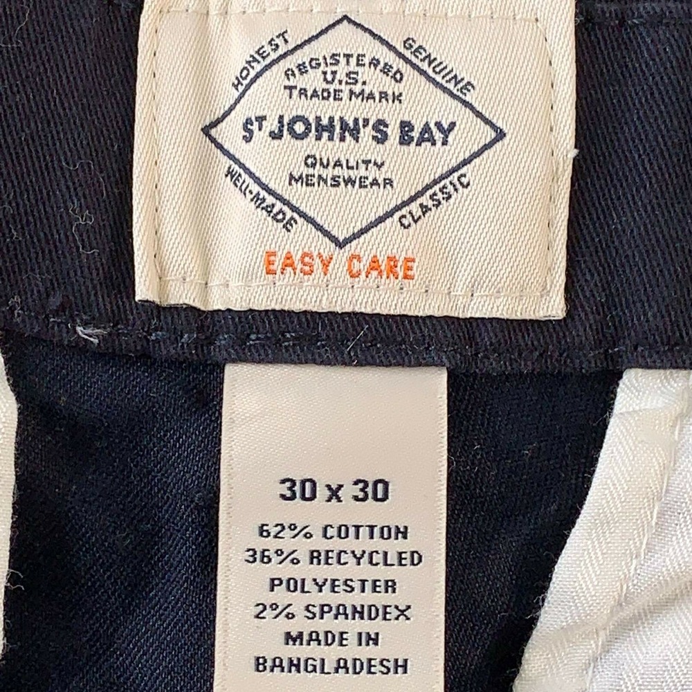St. John's Bay Mens Straight Leg Pants Blue Stretch Flat Front 30 x 30 New - Picture 7 of 7